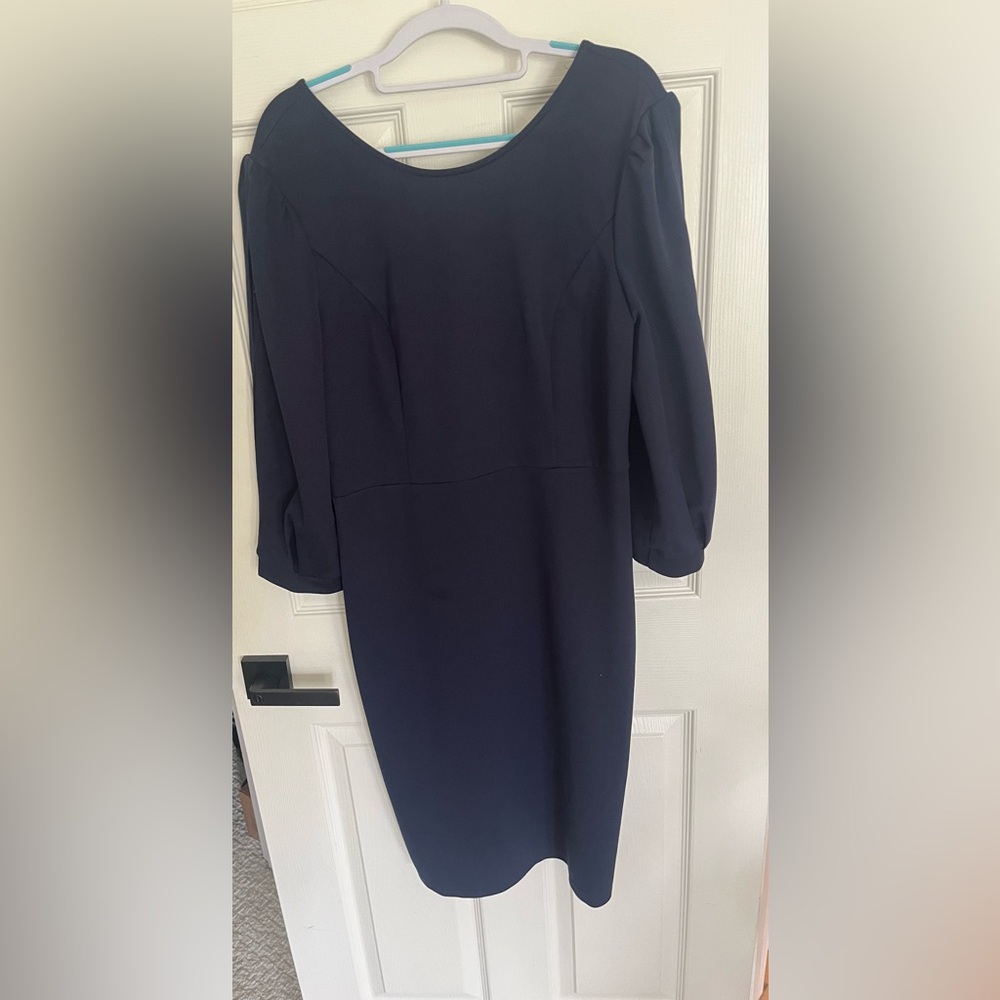 Women's Navy Long-Sleeve Sheath Dress